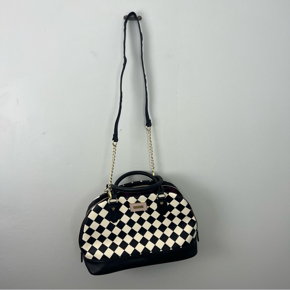 Betsey Johnson Checkered Black and White Handbag - Picture 10 of 13